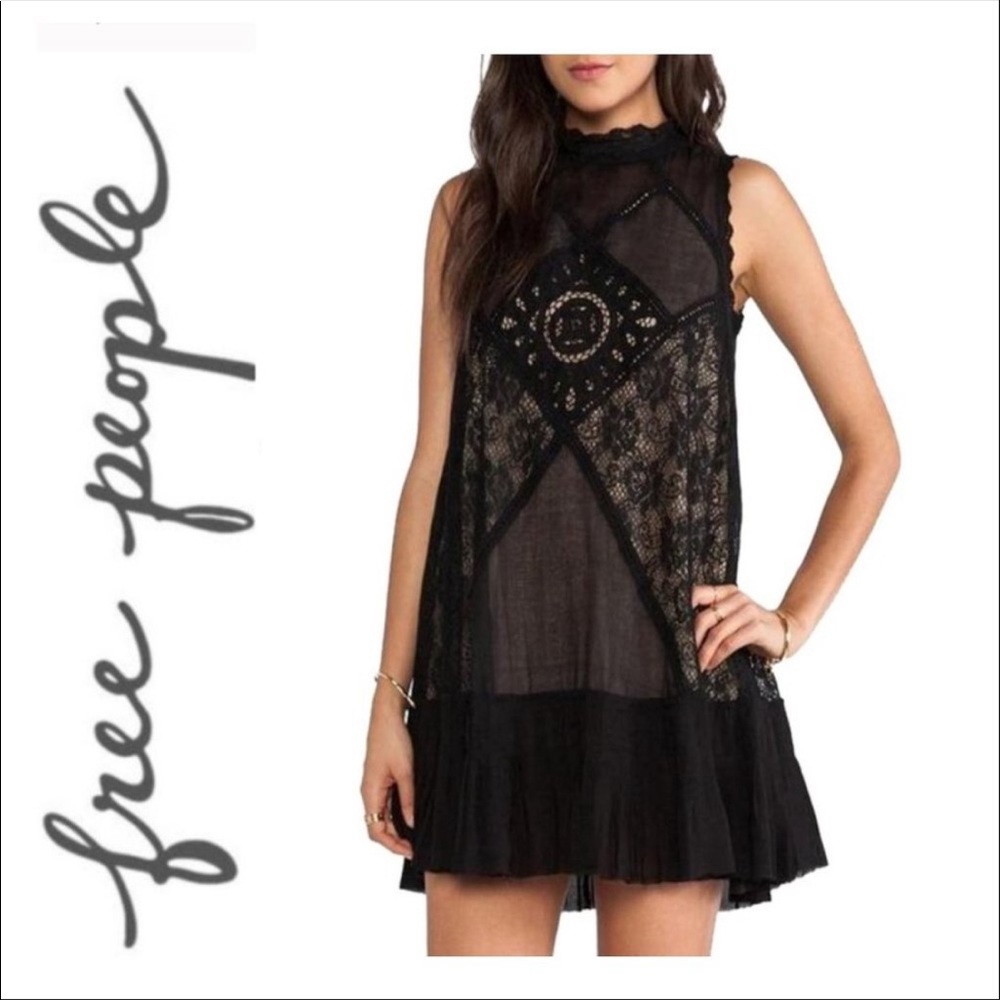 Free People Black Lace Dress
